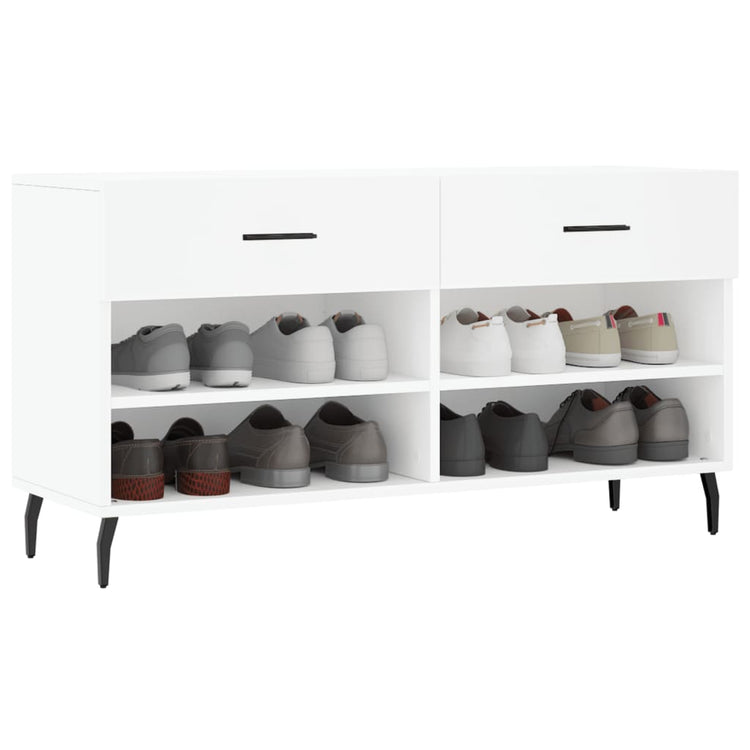 Canapé de chaussure vidaxl 102x35x55 cm en bois transformé blanc