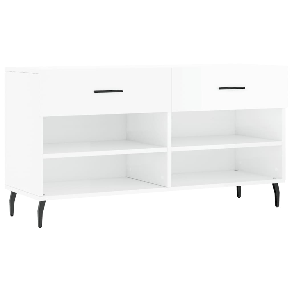 Canapé à chaussures vidaxl 102x35x55 cm bois transformé en bois haut brillant blanc