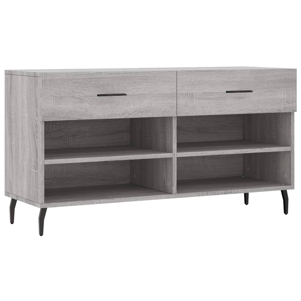 Canapé à chaussures Vidaxl 102x35x55 cm en bois de bois de bois de chêne Gris sonoma