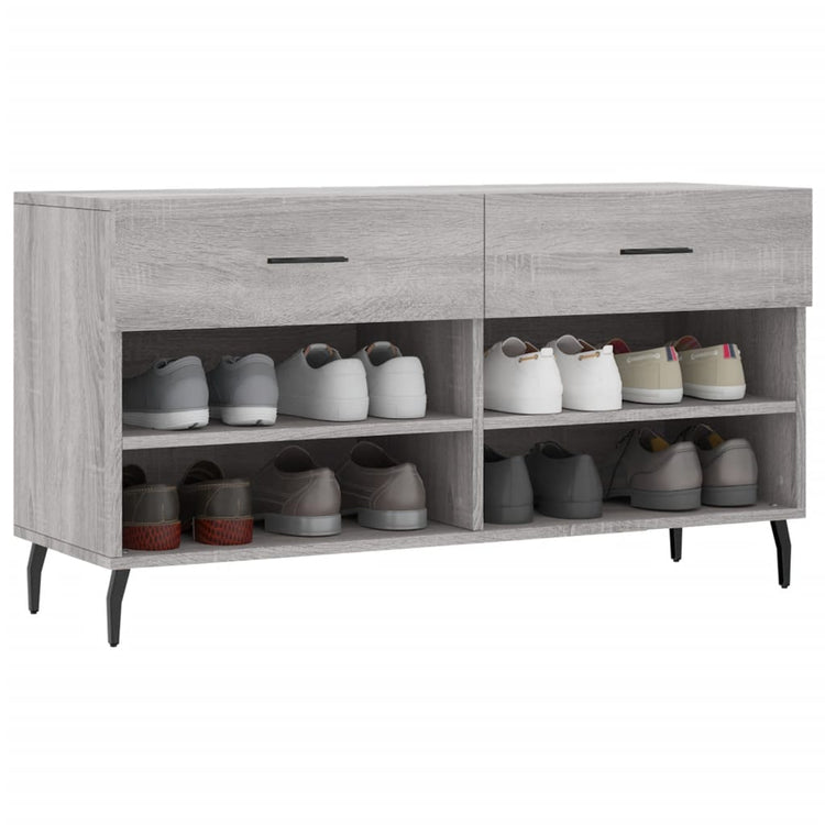 Canapé à chaussures Vidaxl 102x35x55 cm en bois de bois de bois de chêne Gris sonoma