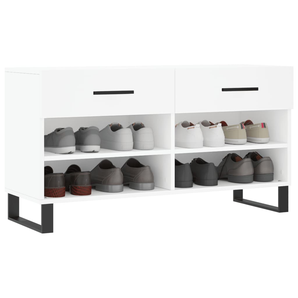 Canapé de chaussure vidaxl 102x35x55 cm en bois transformé blanc