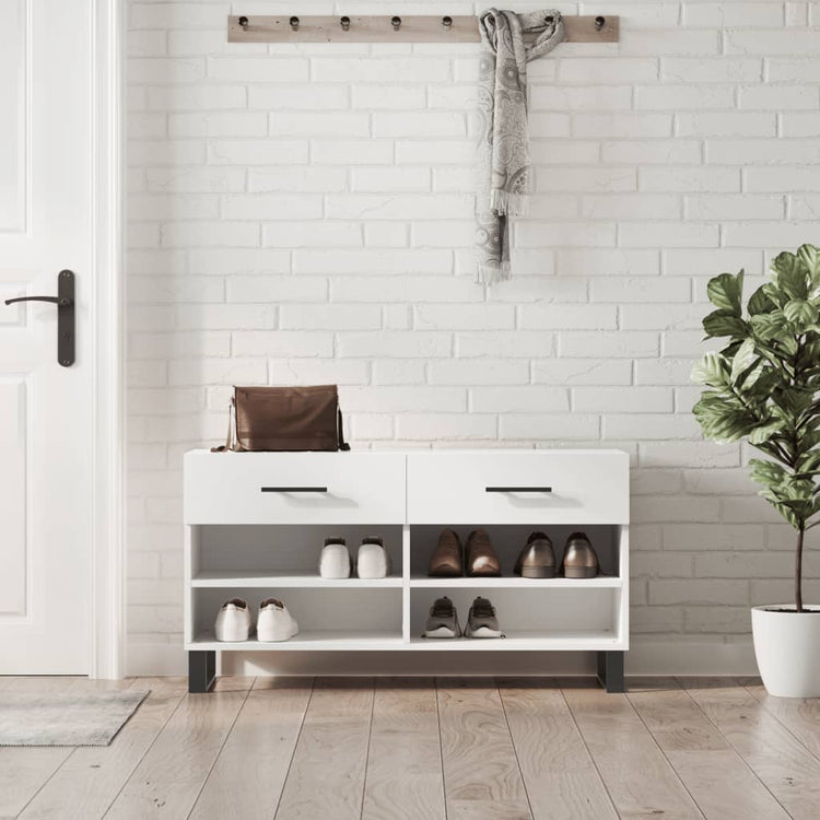 Canapé de chaussure vidaxl 102x35x55 cm en bois transformé blanc