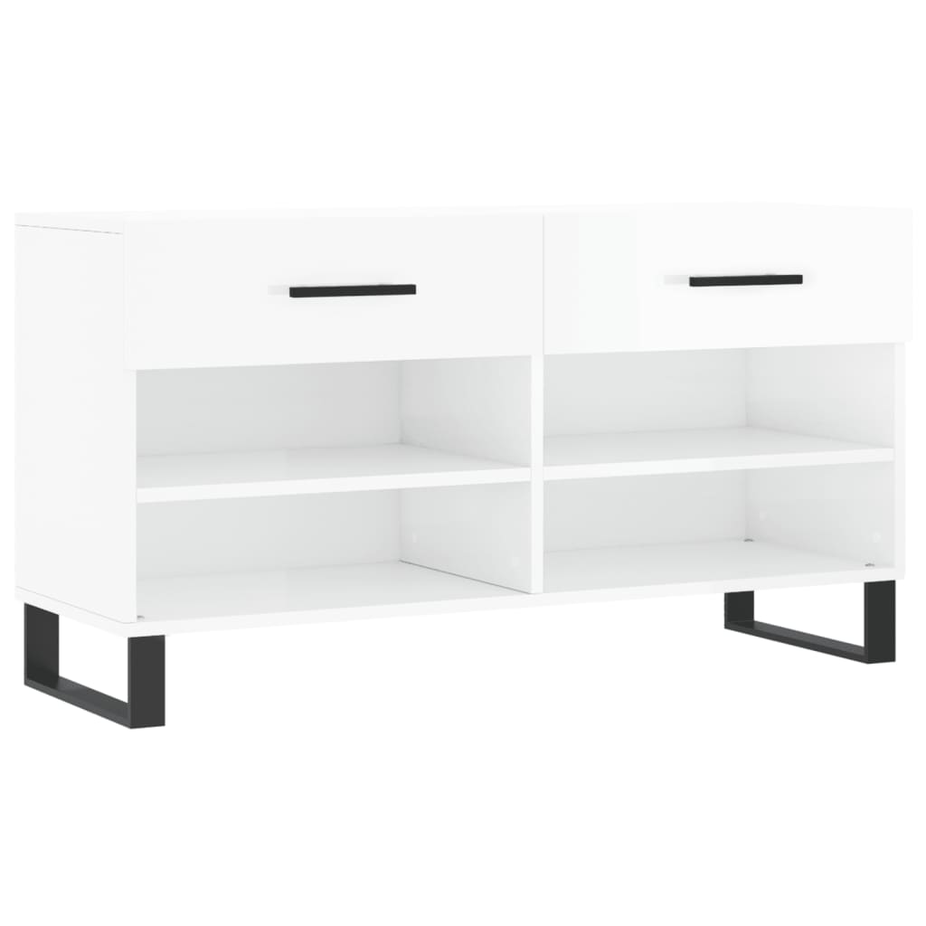 Canapé à chaussures vidaxl 102x35x55 cm bois transformé en bois haut brillant blanc