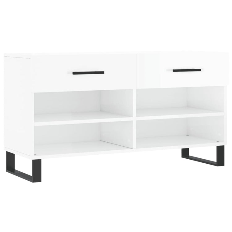 Canapé à chaussures vidaxl 102x35x55 cm bois transformé en bois haut brillant blanc