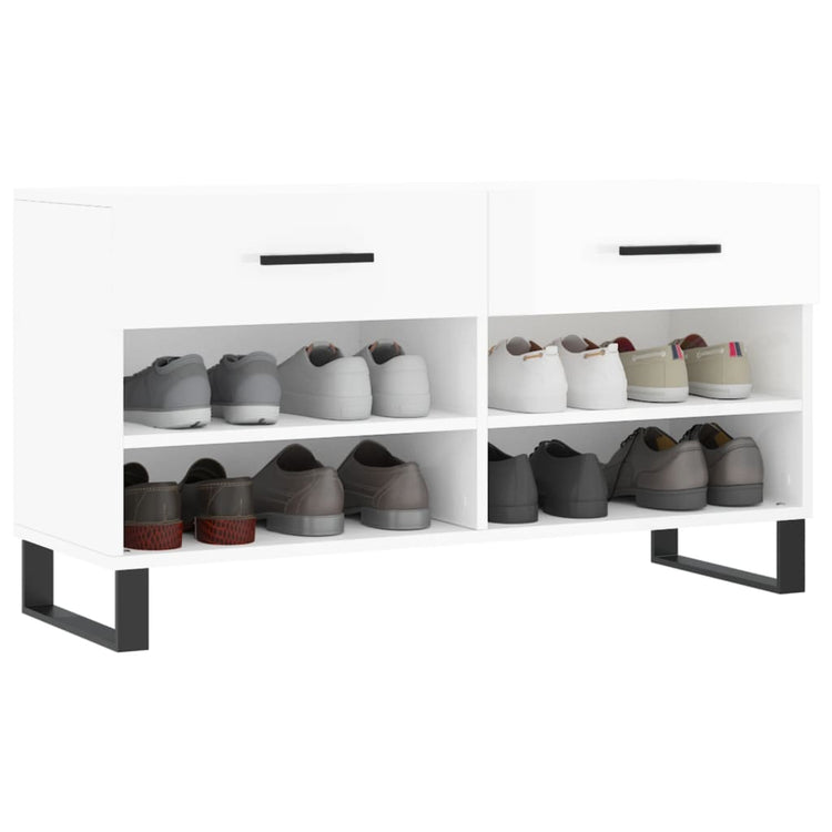 Canapé à chaussures vidaxl 102x35x55 cm bois transformé en bois haut brillant blanc