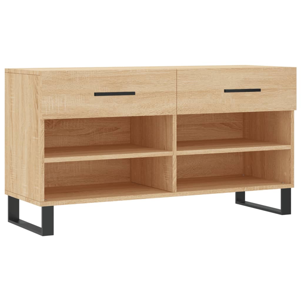 Canapé de chaussure vidaxl 102x35x55 cm en bois de bois de bois de chêne sonoma coloré