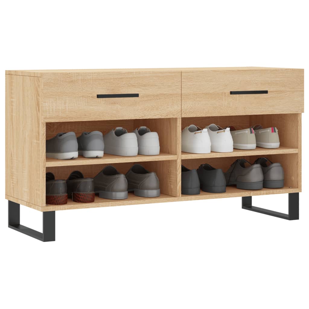 Canapé de chaussure vidaxl 102x35x55 cm en bois de bois de bois de chêne sonoma coloré