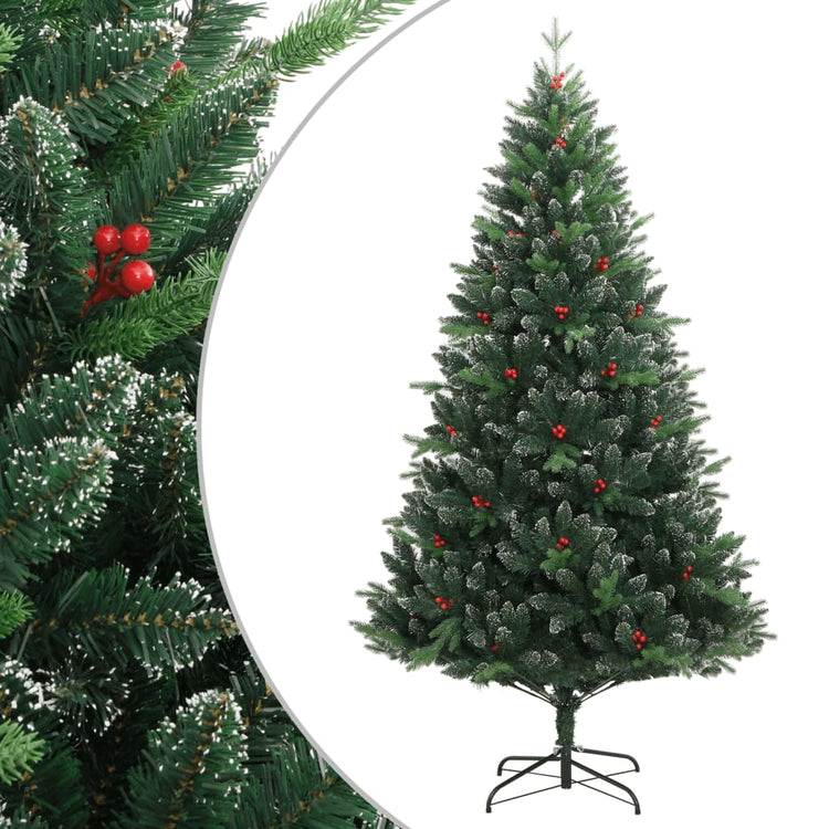 Vidaxl Kunstkerstboom avec des charnières et des baies rouges 120 cm