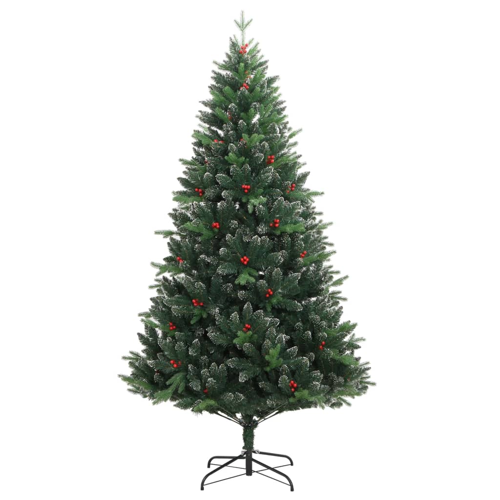 Vidaxl Kunstkerstboom avec des charnières et des baies rouges 210 cm