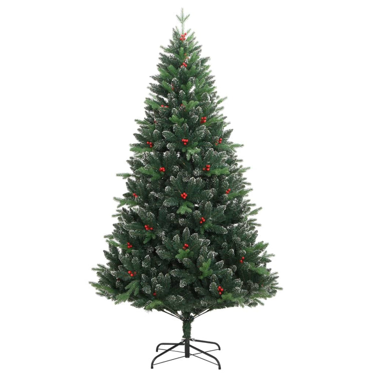 Vidaxl Kunstkerstboom avec des charnières et des baies rouges 210 cm