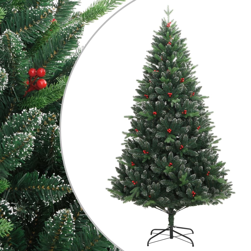 Vidaxl Kunstkerstboom avec des charnières et des baies rouges 240 cm