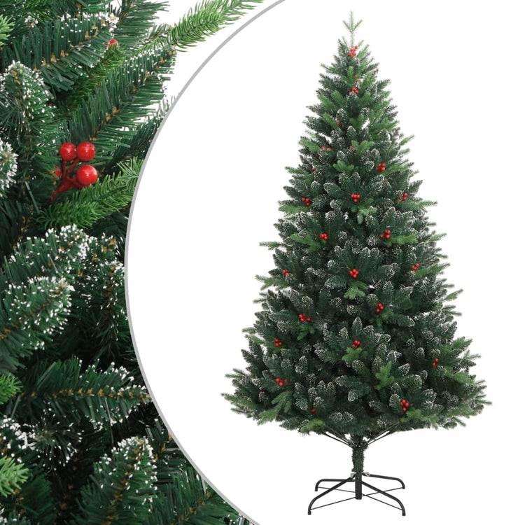 Vidaxl Kunstkerstboom avec des charnières et des baies rouges 240 cm