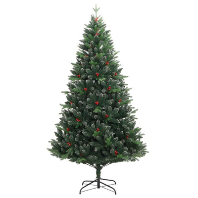 Vidaxl Kunstkerstboom avec des charnières et des baies rouges 240 cm