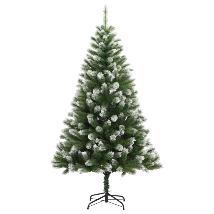 Vidaxl kunstkerstboom avec des charnières et neige 210 cm