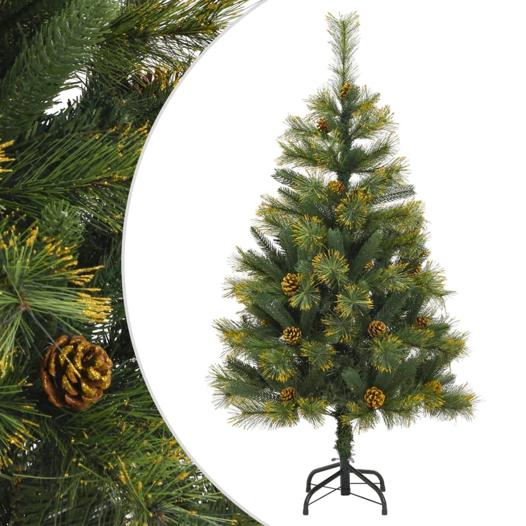 Vidaxl Kunstkerstboom avec des charnières et des cônes de pin 120 cm