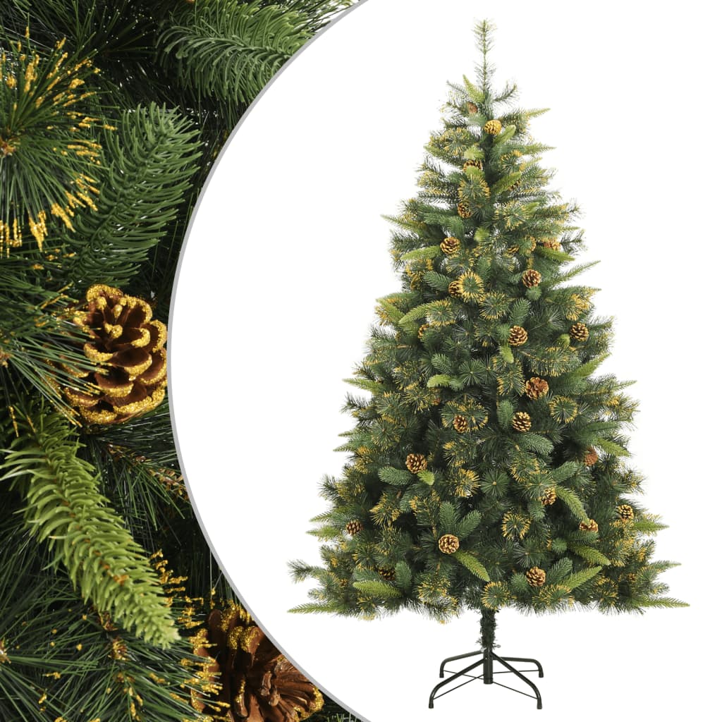 Vidaxl Kunstkerstboom avec des charnières et des cônes de pin 210 cm