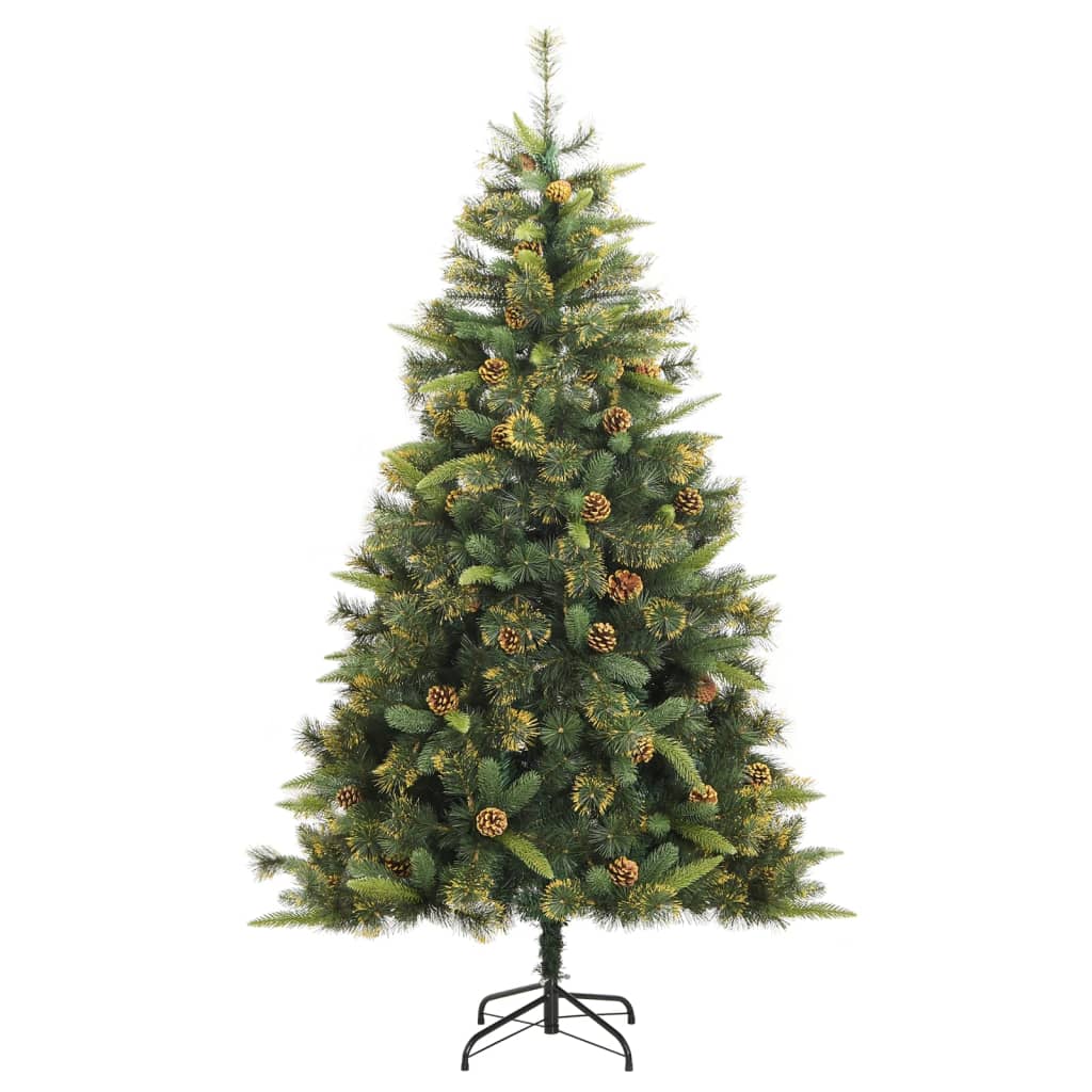 Vidaxl Kunstkerstboom avec des charnières et des cônes de pin 210 cm