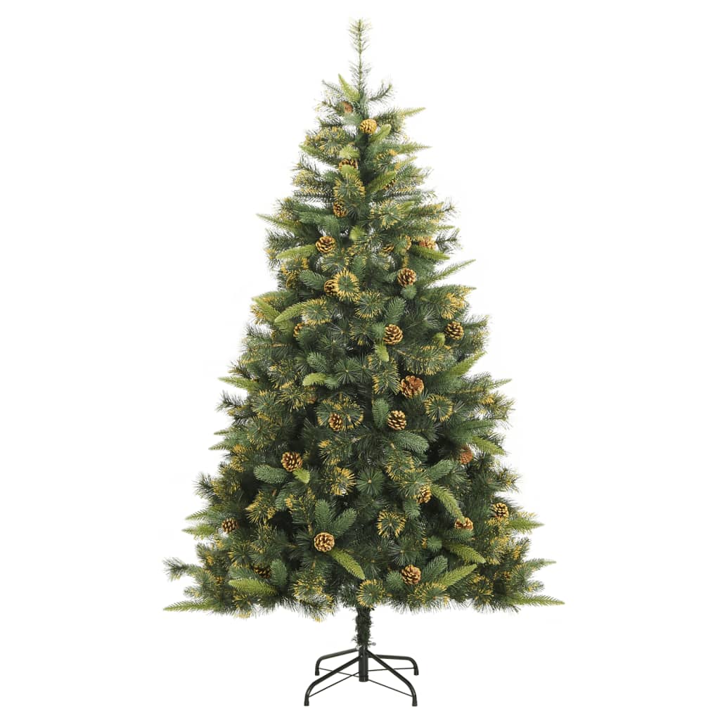 Vidaxl Kunstkerstboom avec des charnières et des cônes de pin 240 cm