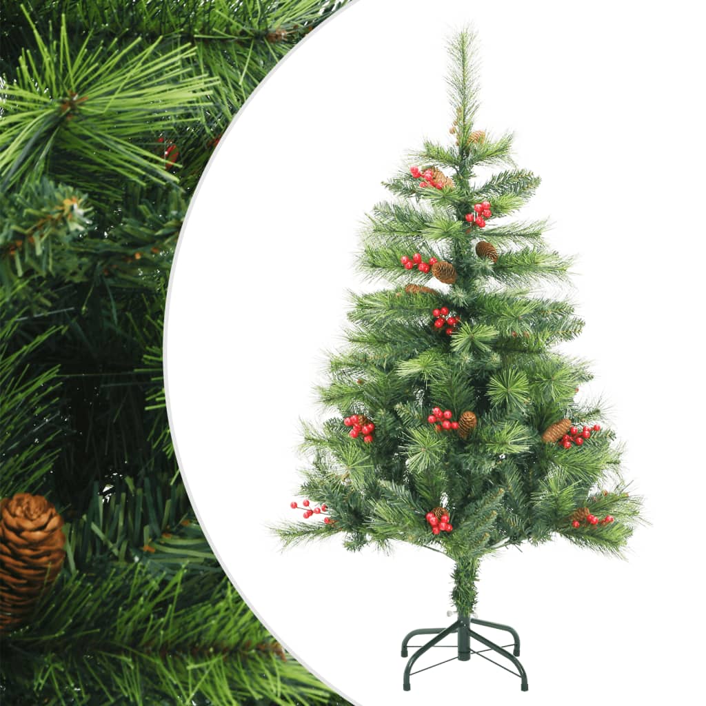 Vidaxl kunstkerstboom avec charnières pins et baies 120 cm