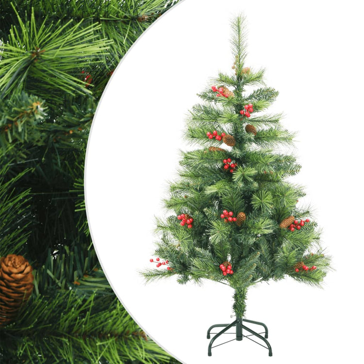 Vidaxl kunstkerstboom avec charnières pins et baies 120 cm