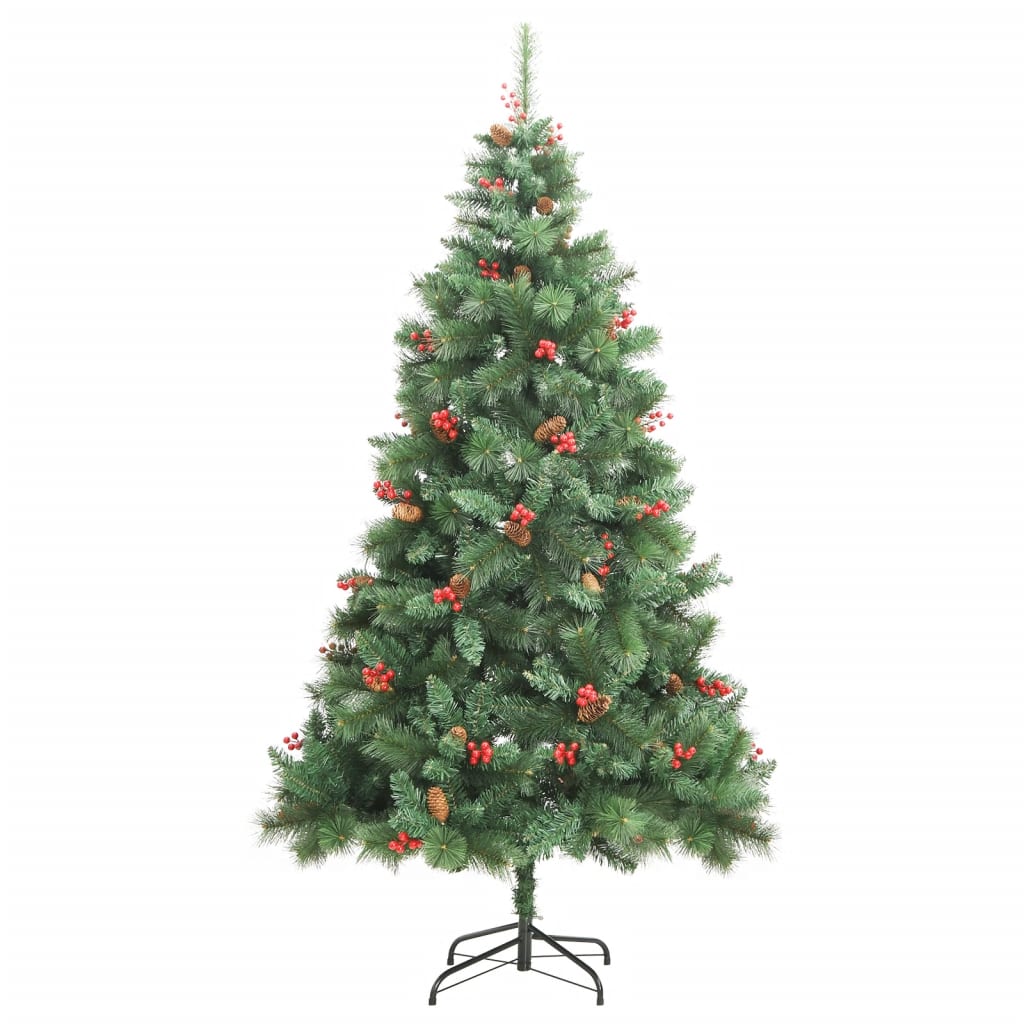 Vidaxl kunstkerstboom avec charnières pins et baies 180 cm