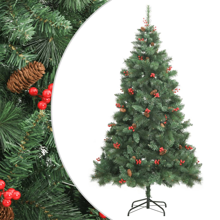 Vidaxl kunstkerstboom avec charnières pins et baies 240 cm