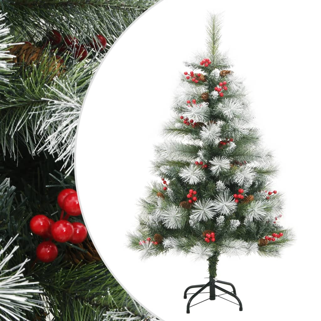 Vidaxl kunstkerstboom avec charnières pins et baies 120 cm