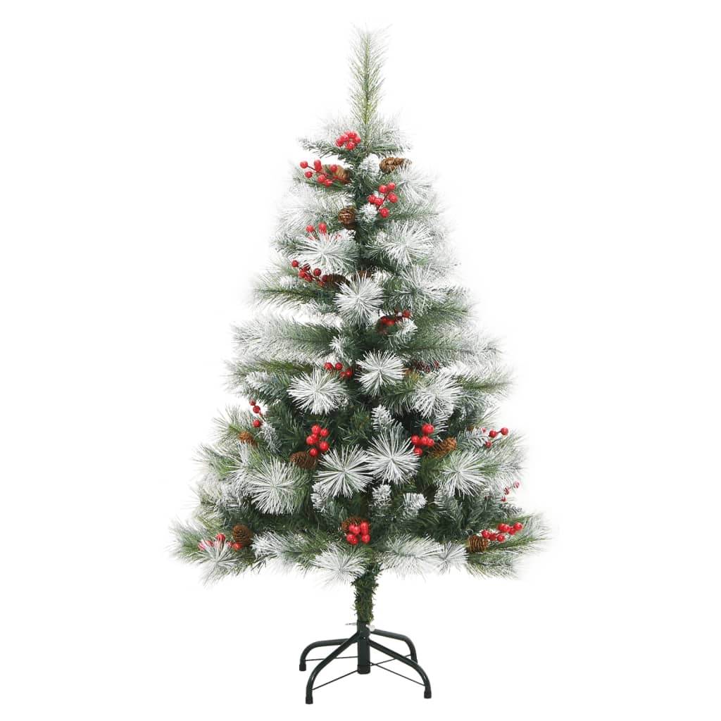 Vidaxl kunstkerstboom avec charnières pins et baies 120 cm