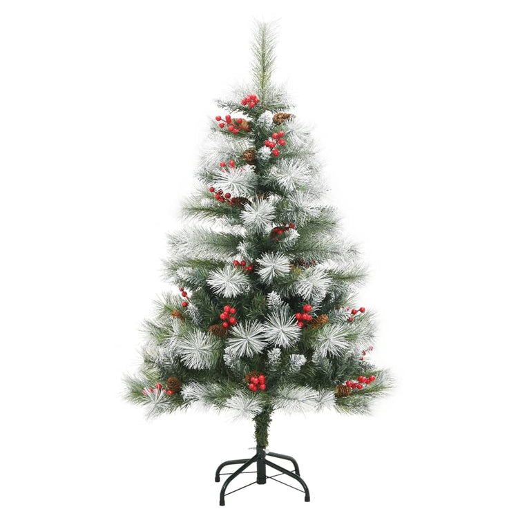 Vidaxl kunstkerstboom avec charnières pins et baies 120 cm