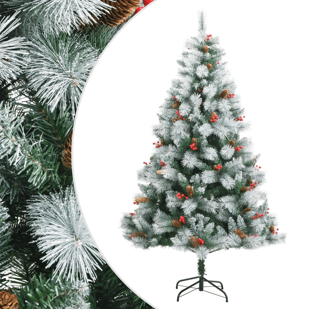 Vidaxl kunstkerstboom avec charnières pins et baies 180 cm