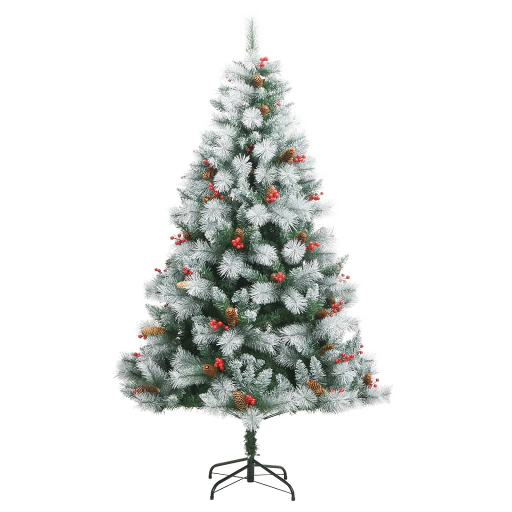 Vidaxl kunstkerstboom avec charnières pins et baies 180 cm