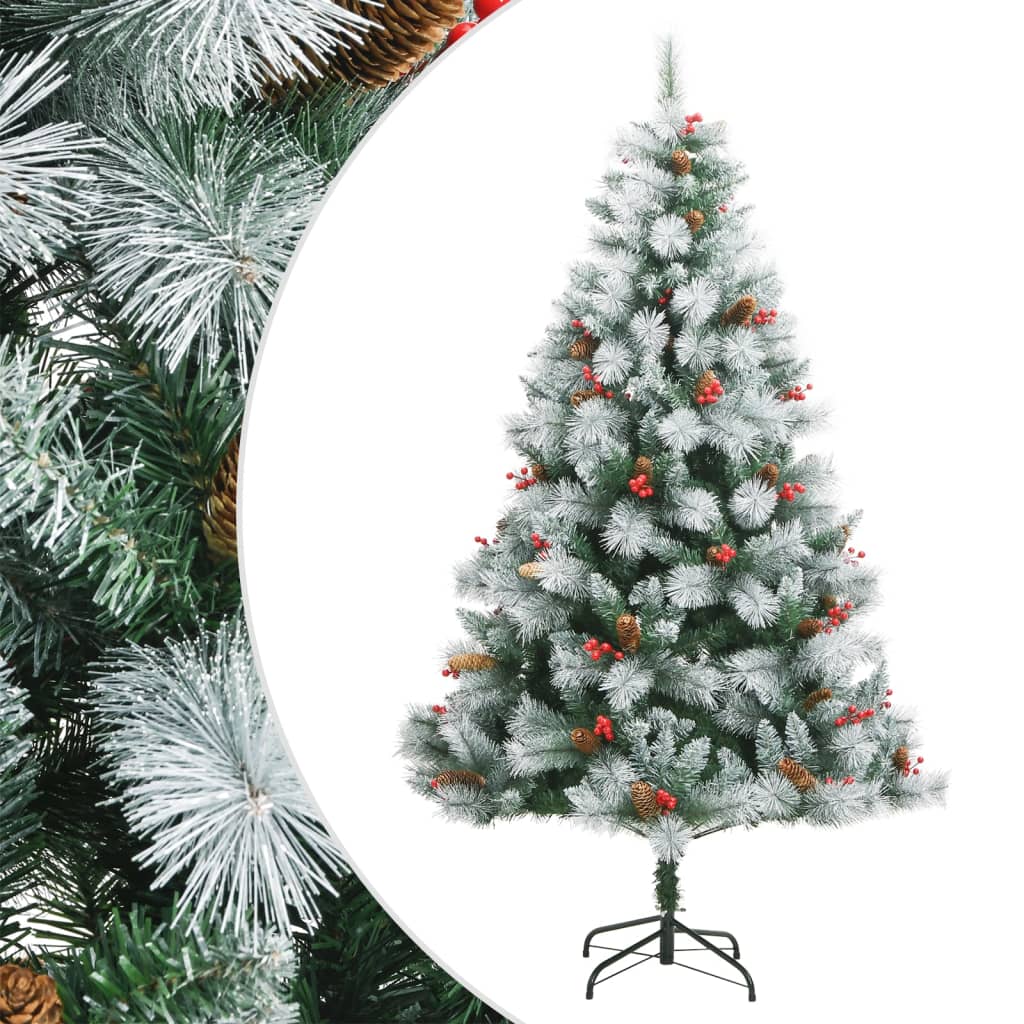 Vidaxl kunstkerstboom avec charnières pins et baies 240 cm