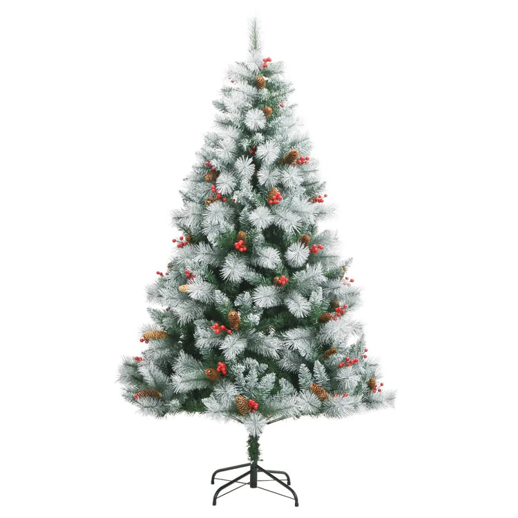 Vidaxl kunstkerstboom avec charnières pins et baies 240 cm