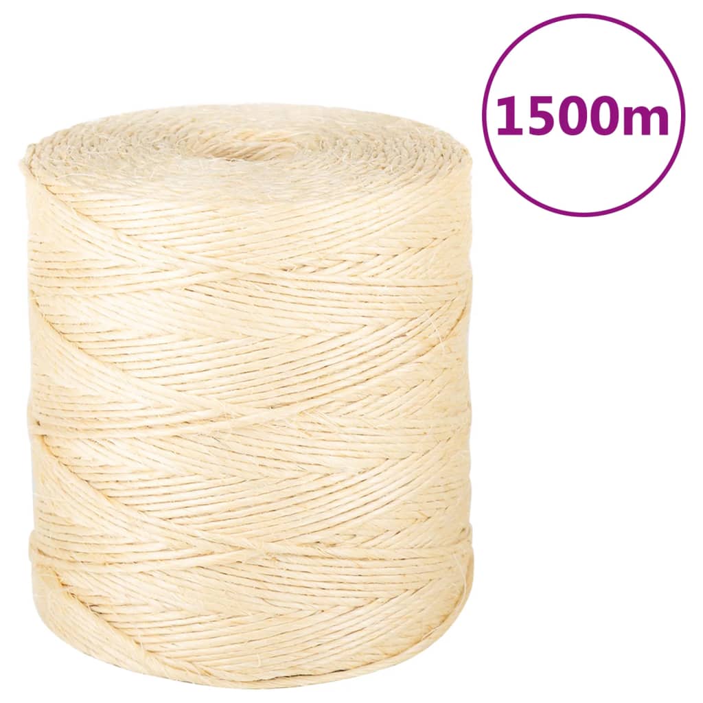 Corde vidaxl 2 mm 1500 m 100% sisal