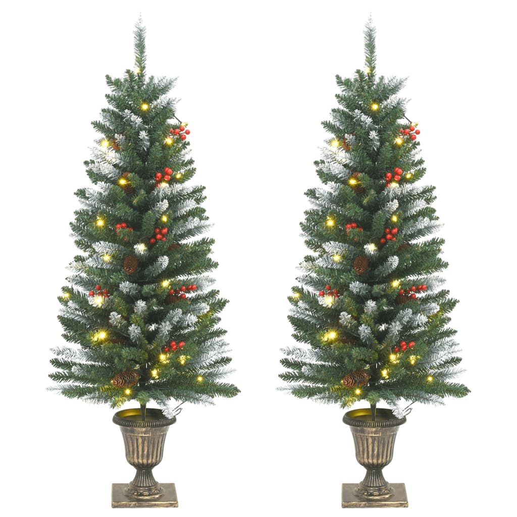 Vidaxl arbres de Noël artificiels 2 st 100 LEDS 120 cm vert