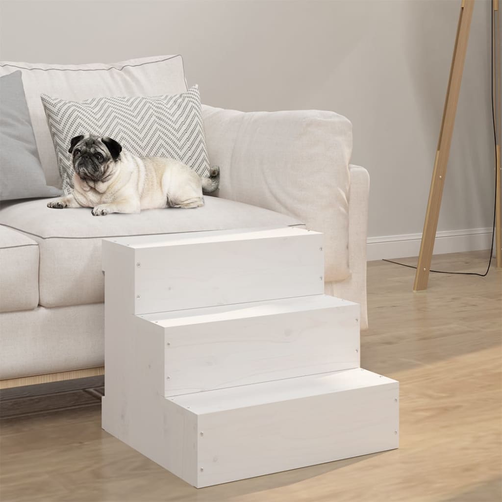 Vidaxl Escalier pour animaux de compagnie 40x37.5x35 cm Pine solide blanc