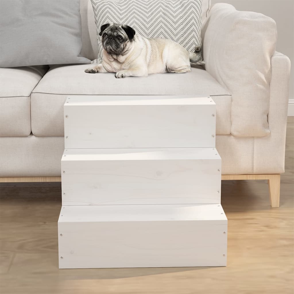 Vidaxl Escalier pour animaux de compagnie 40x37.5x35 cm Pine solide blanc