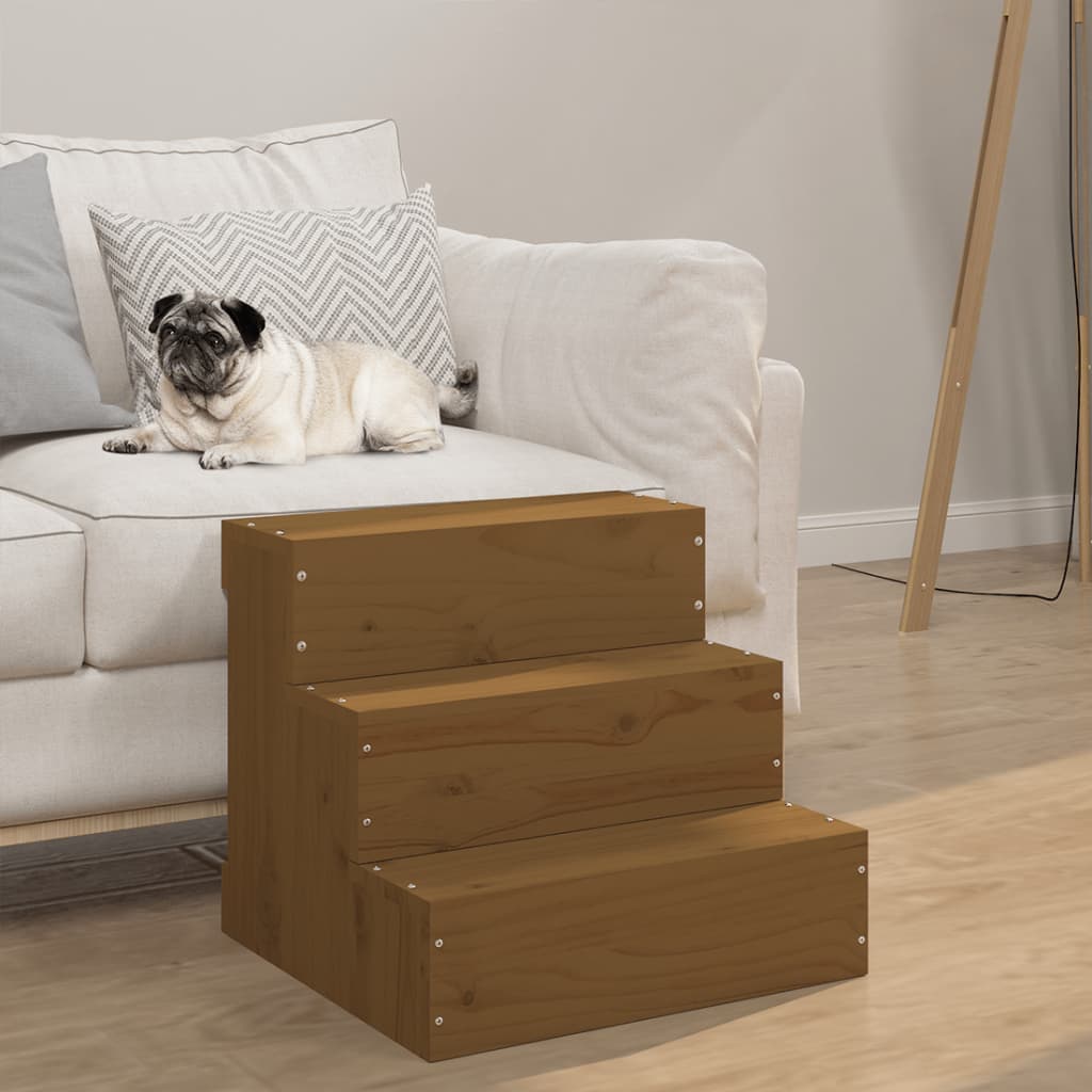 Vidaxl Escalier pour animaux de compagnie 40x37.5x35 cm en pin massif brun