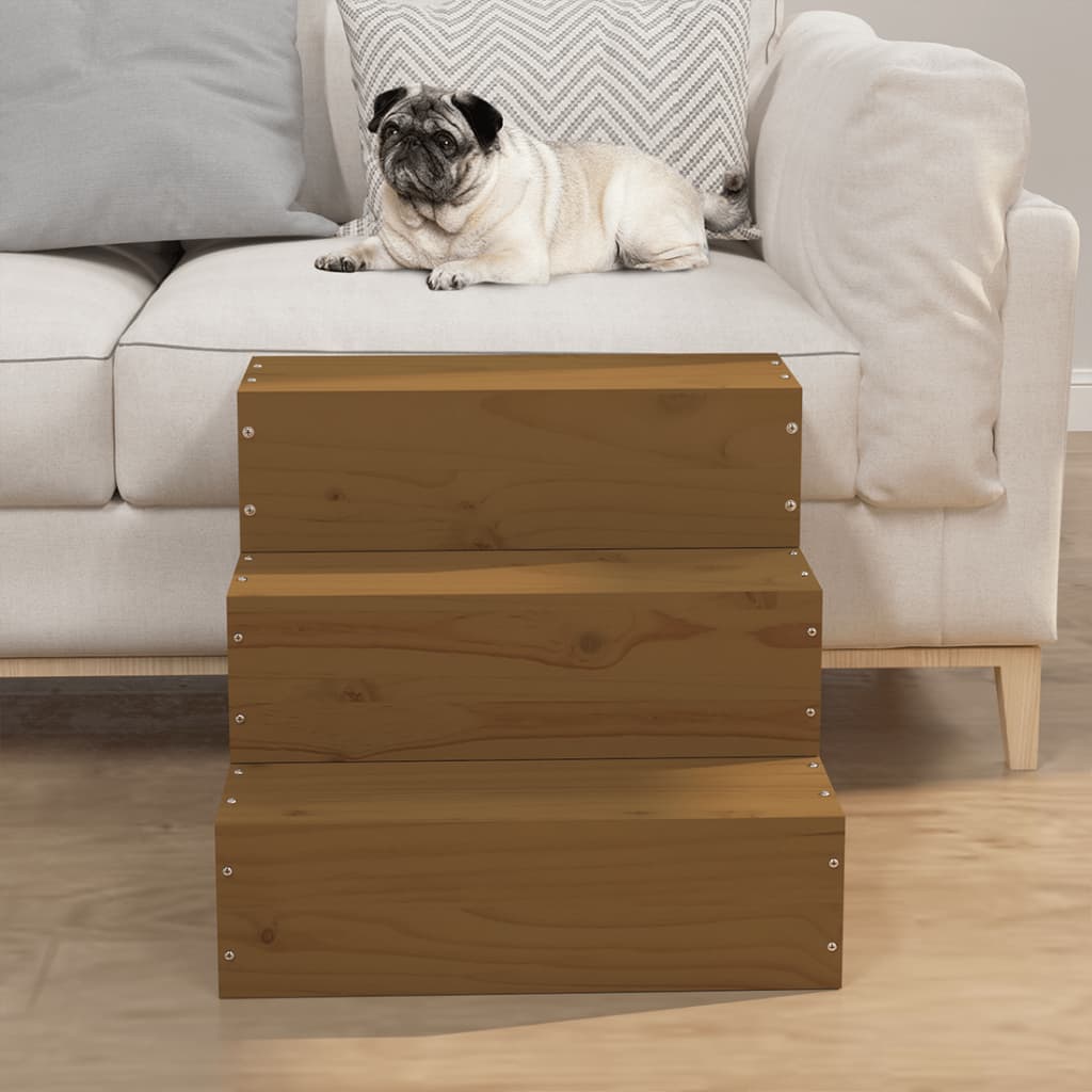 Vidaxl Escalier pour animaux de compagnie 40x37.5x35 cm en pin massif brun