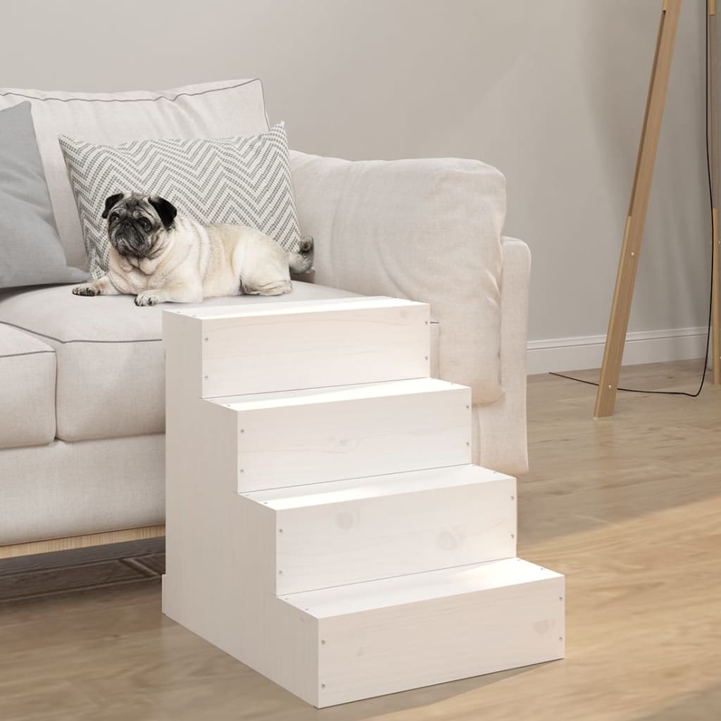 Vidaxl Escalier pour animaux de compagnie 40x49x47 cm en pin massif blanc