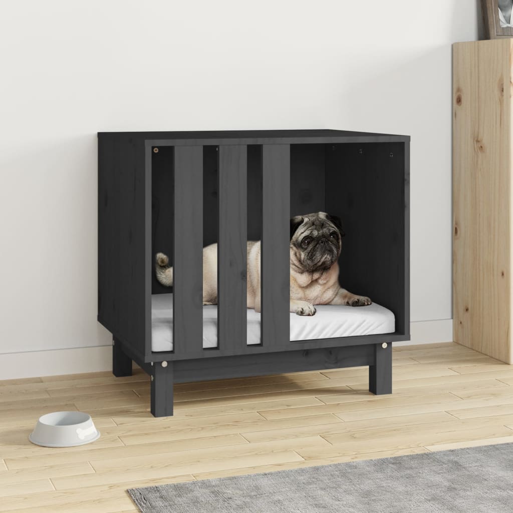 Vidaxl Dog Loft 60x45x57 cm Gris de pin massif