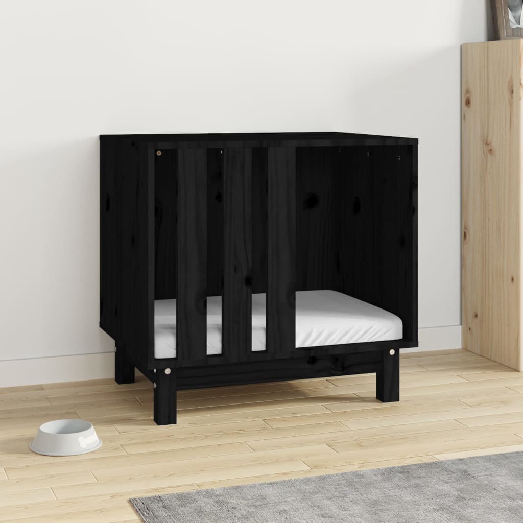 Vidaxl dog loft 60x45x57 cm pine solide noir