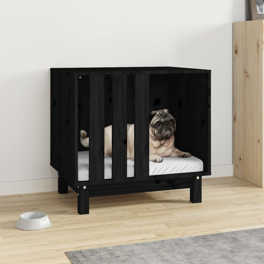 Vidaxl dog loft 60x45x57 cm pine solide noir