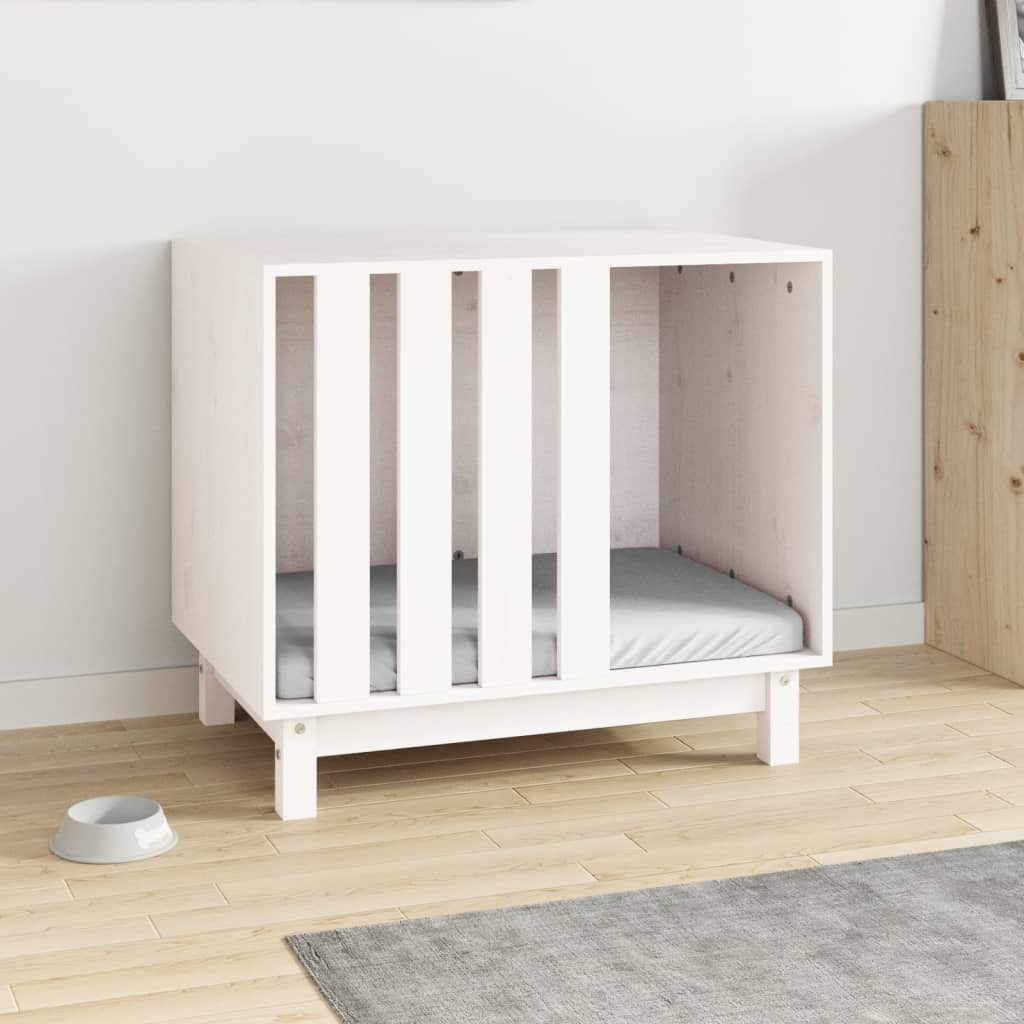 Vidaxl Dog Loft 70x50x62 cm Pine solide blanc