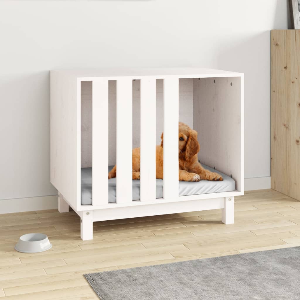 Vidaxl Dog Loft 70x50x62 cm Pine solide blanc