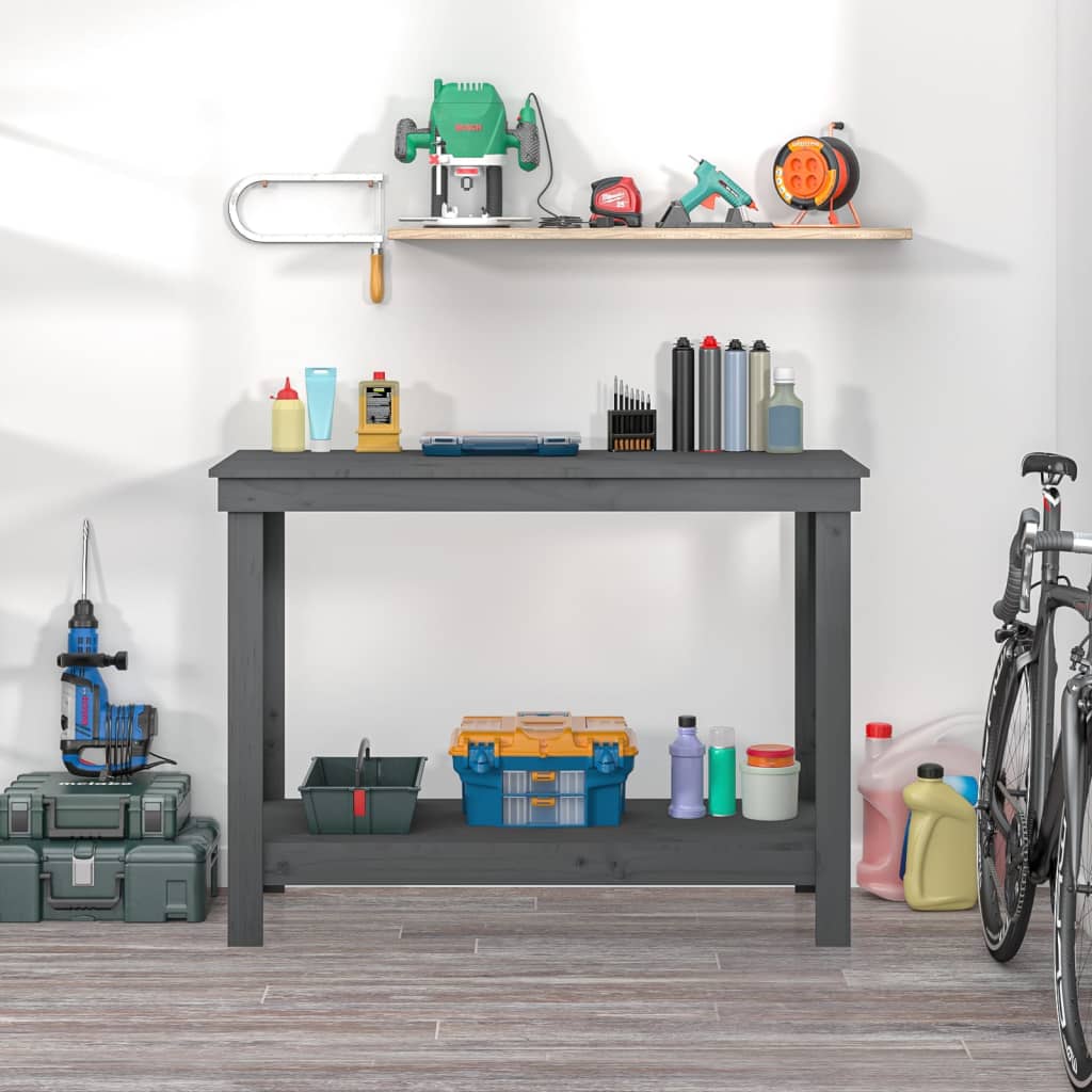 Vidaxl Workbench 110x50x80 cm en pin solide gris