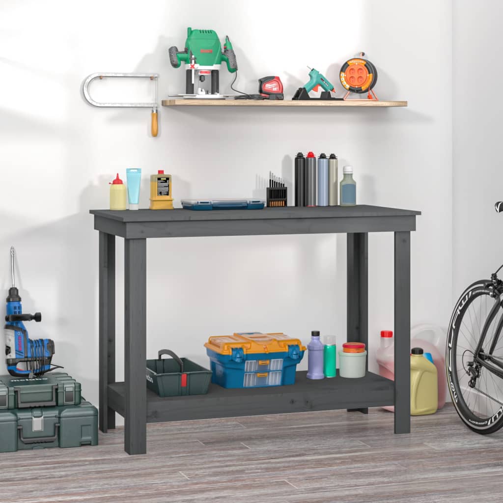 Vidaxl Workbench 110x50x80 cm en pin solide gris