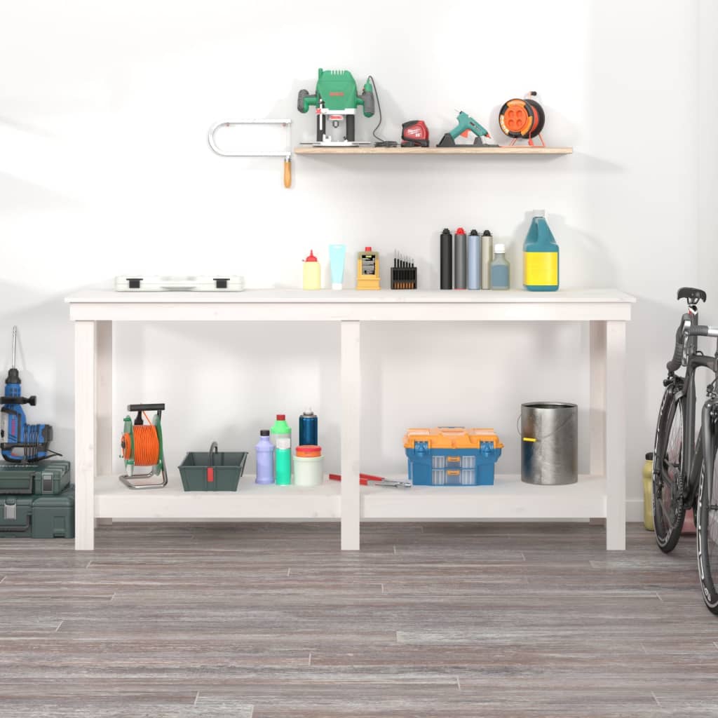 Vidaxl Workbench 180x50x80 cm Pine solide blanc