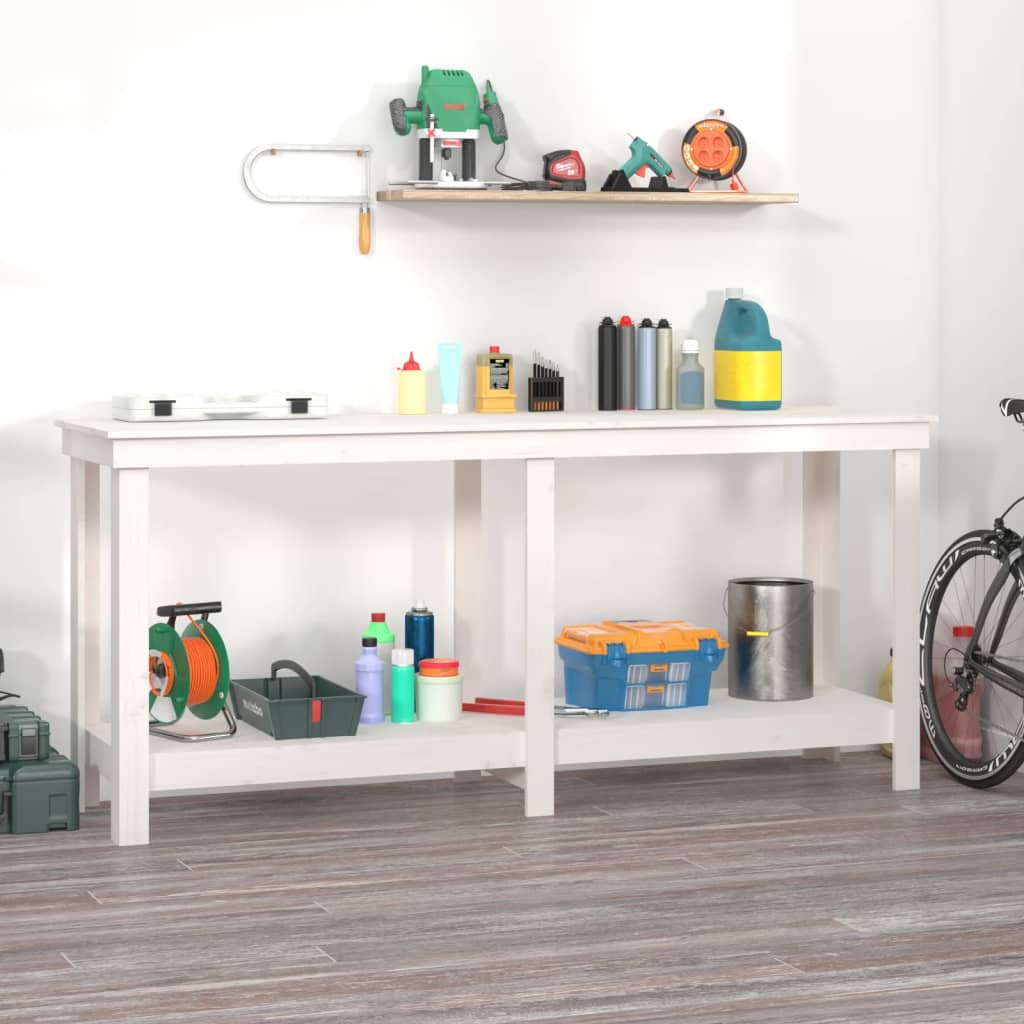 Vidaxl Workbench 180x50x80 cm Pine solide blanc