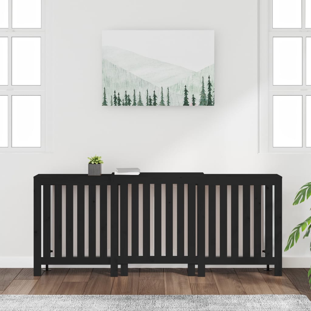 Construction de radiatorom vidaxl 210x21x85 cm Bois de pin solide noir